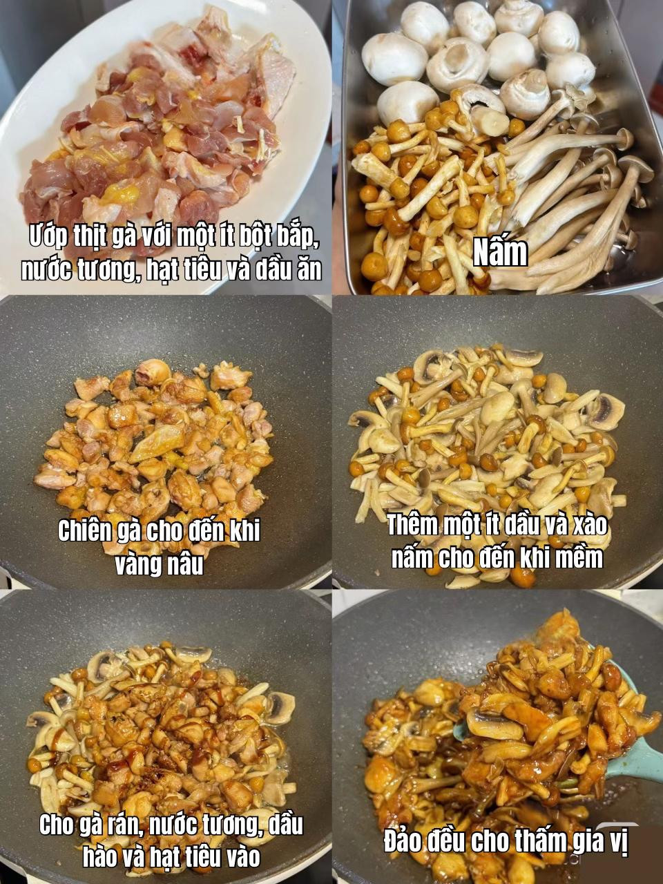 Cơm gà xào nấm siêu ngon siêu dễ làm