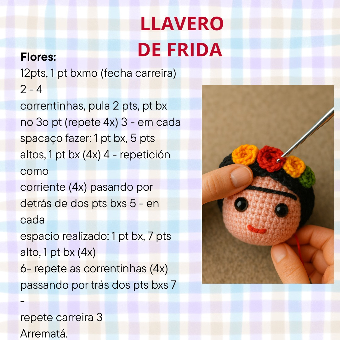 Crea un llavero de crochet inspirado en Frida