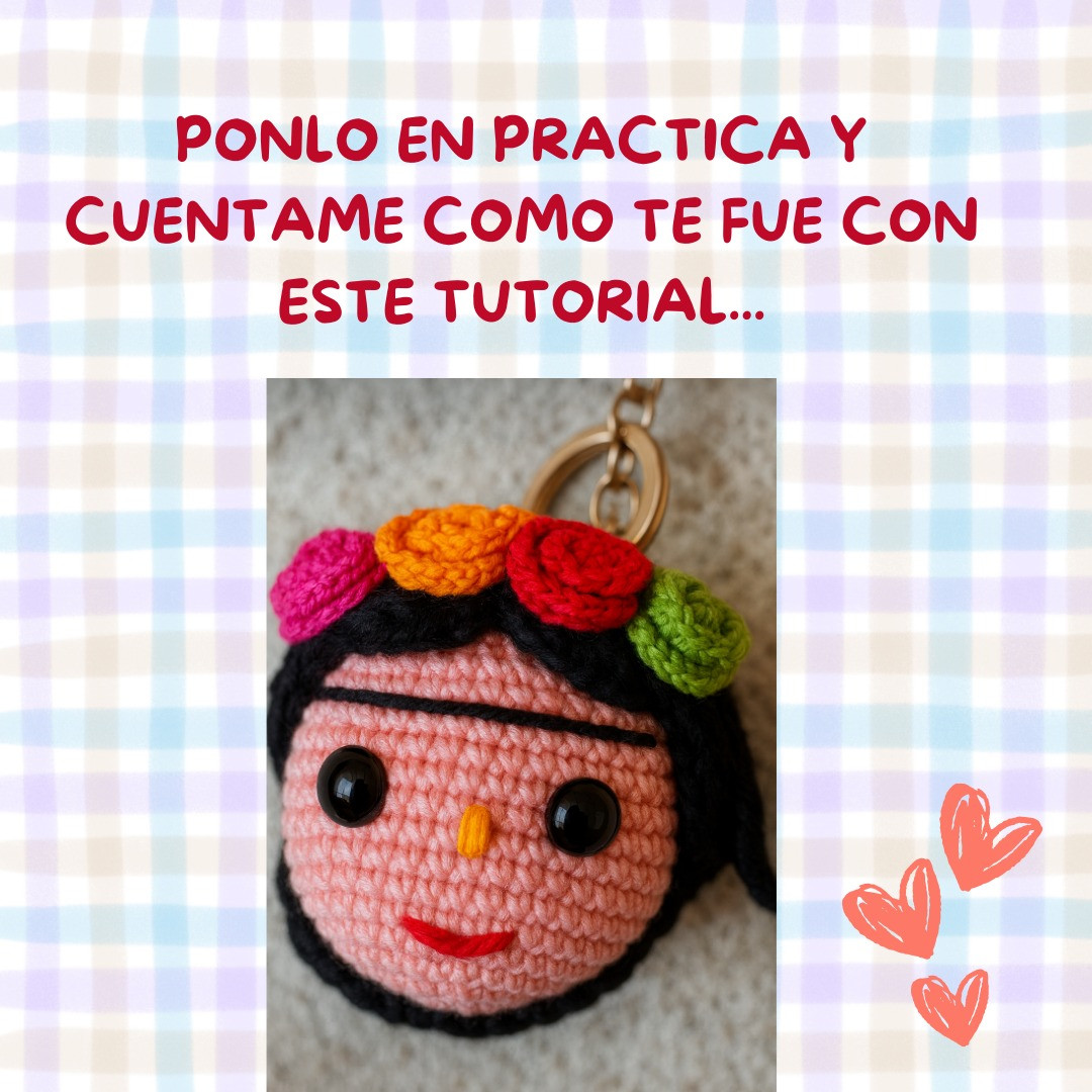 Crea un llavero de crochet inspirado en Frida