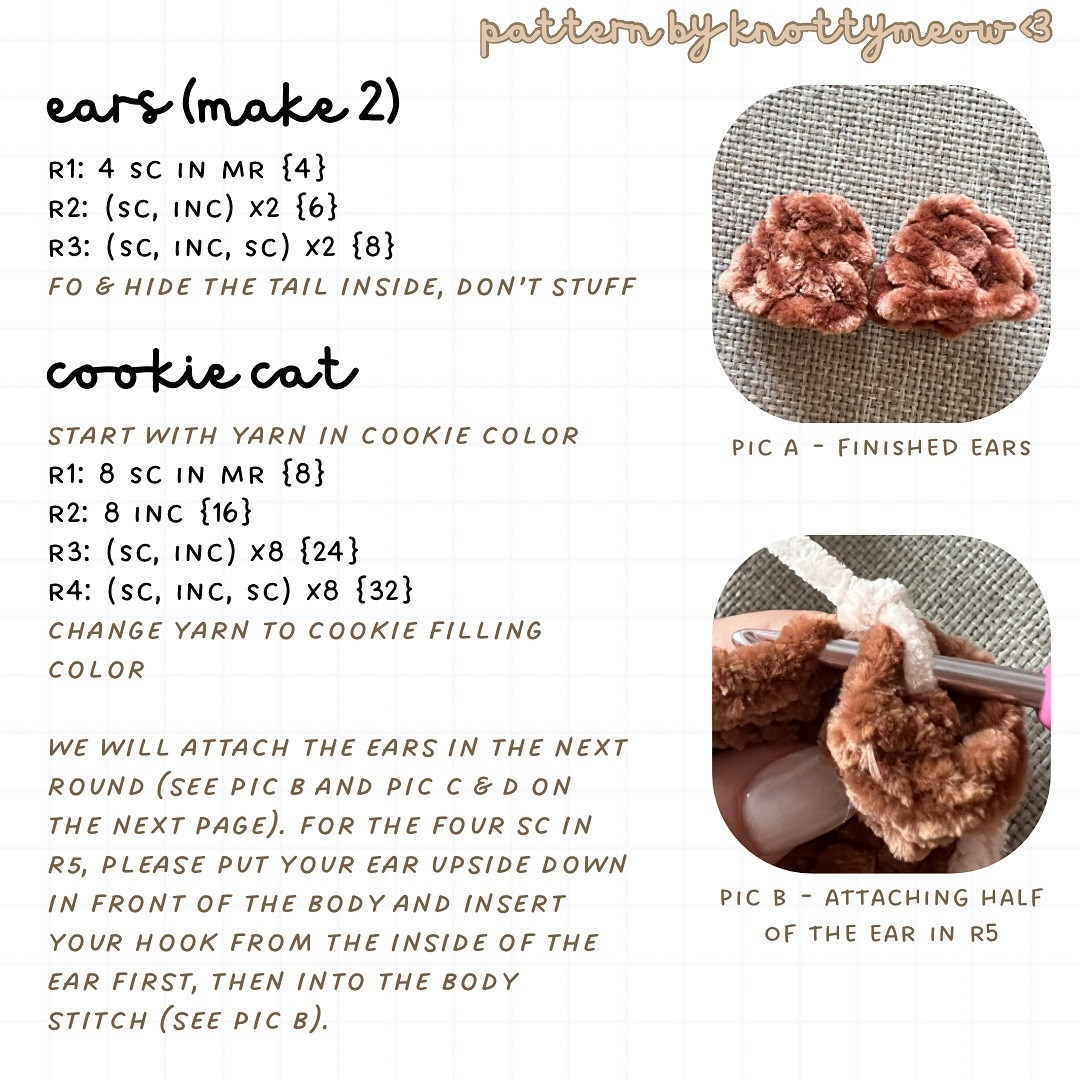 Crochet Cookie Cat Keychain Pattern - Free and Easy Tutorial