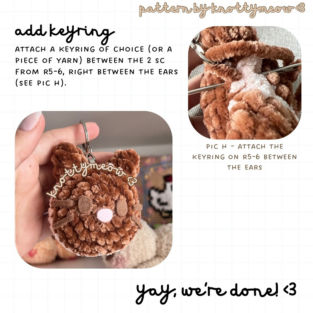 Crochet Cookie Cat Keychain Pattern - Free and Easy Tutorial