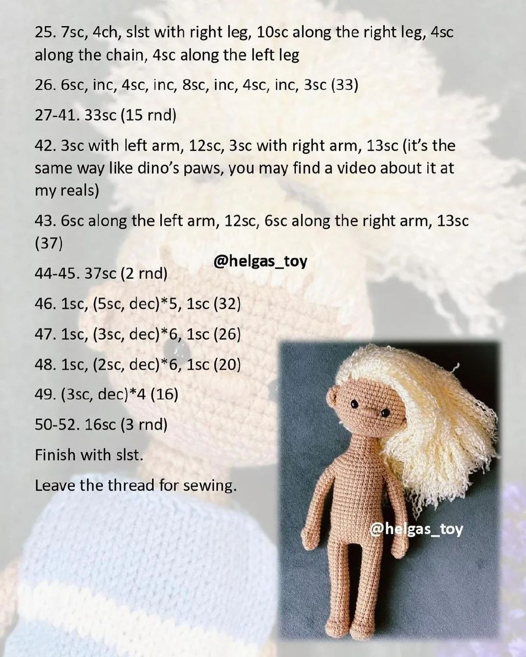 Crochet Doll Pattern with Blonde Hair and Blue Outfit