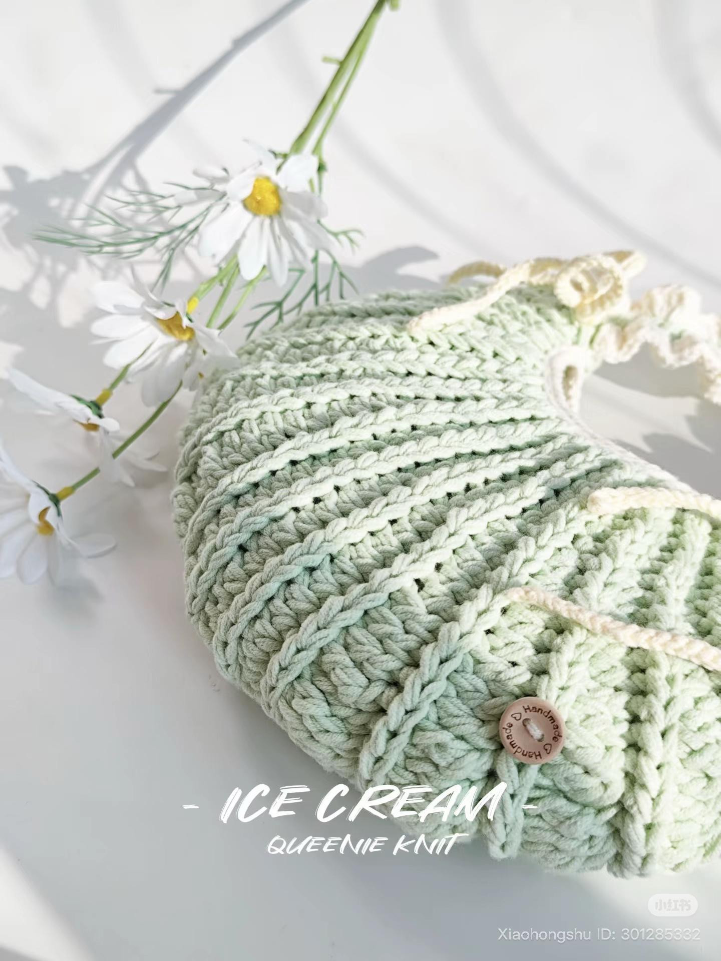 Crochet Ice Cream Bag Pattern with Soft Pastel Yarn
