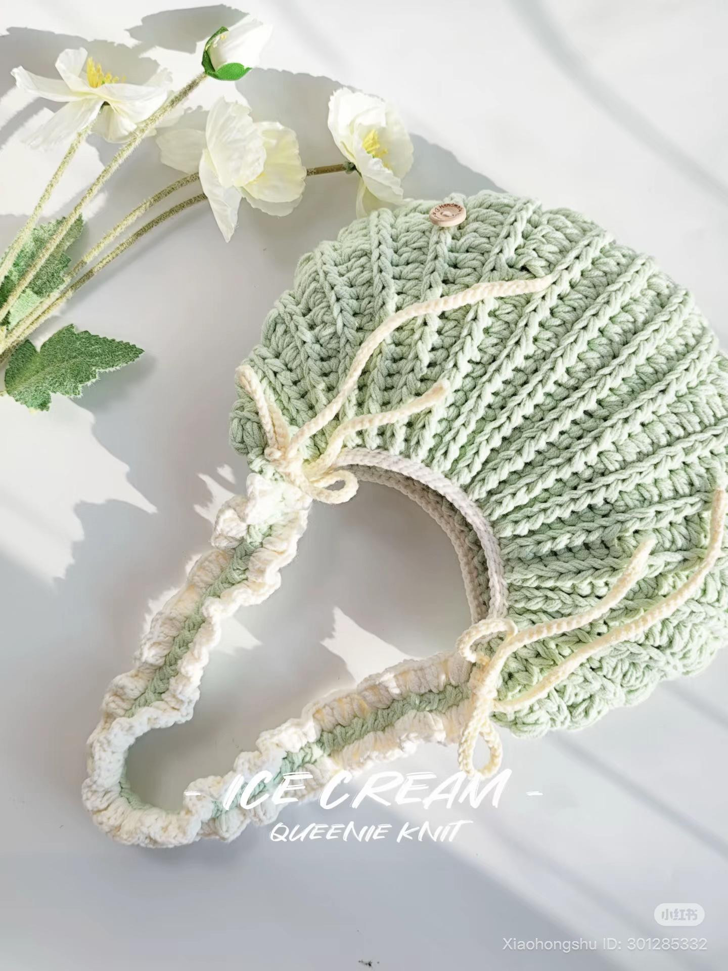 Crochet Ice Cream Bag Pattern with Soft Pastel Yarn