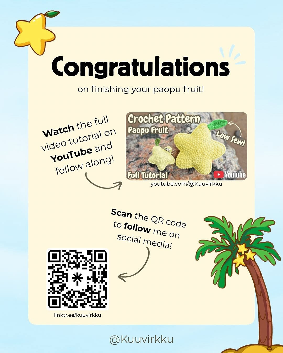 Crochet Paopu Fruit Pattern - Easy and Free for Beginners