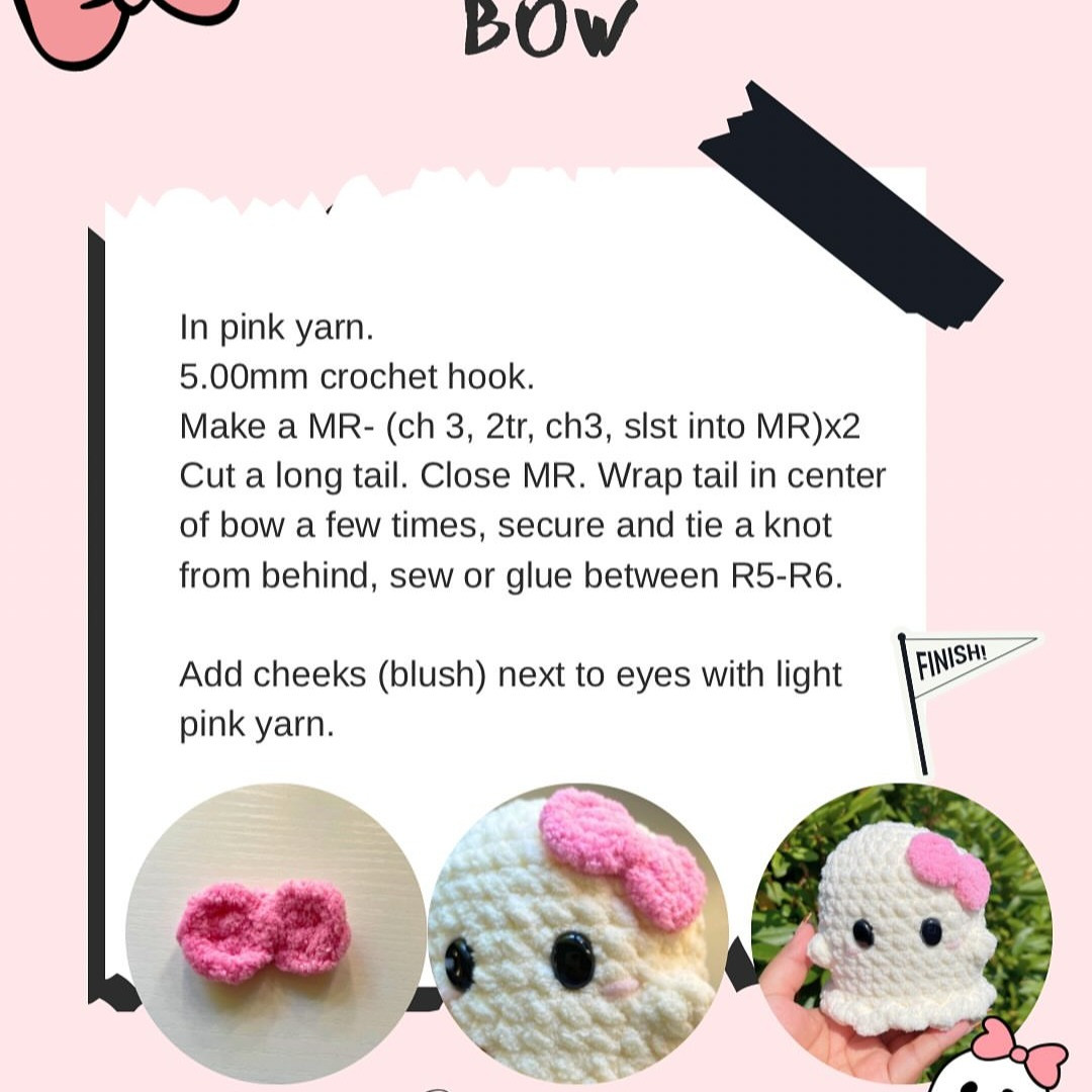 Crochet Pattern for a Cute Girly Ghost Plush Toy