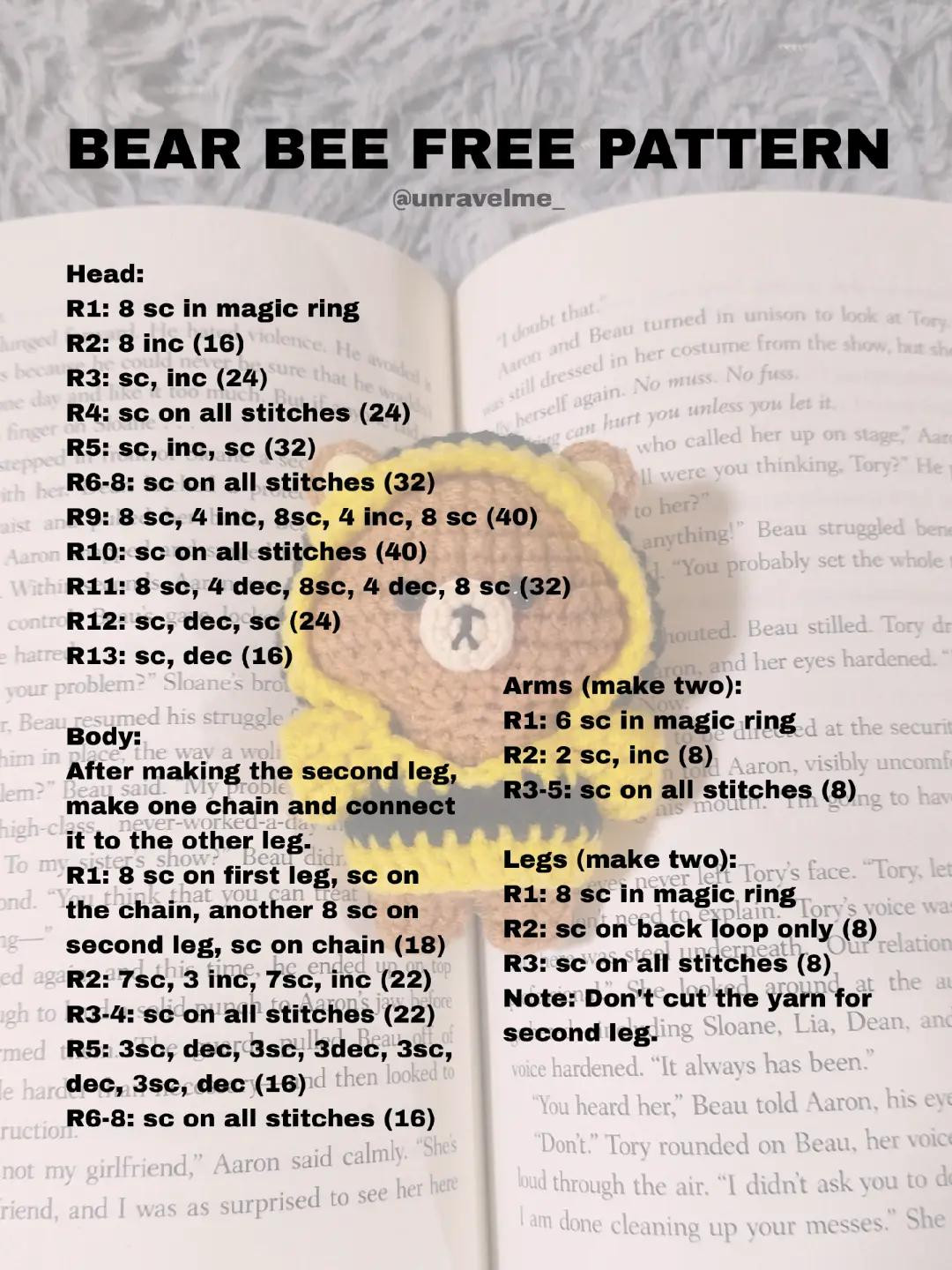 Crochet Pattern for Cute Bear Bee and Smiley Bee