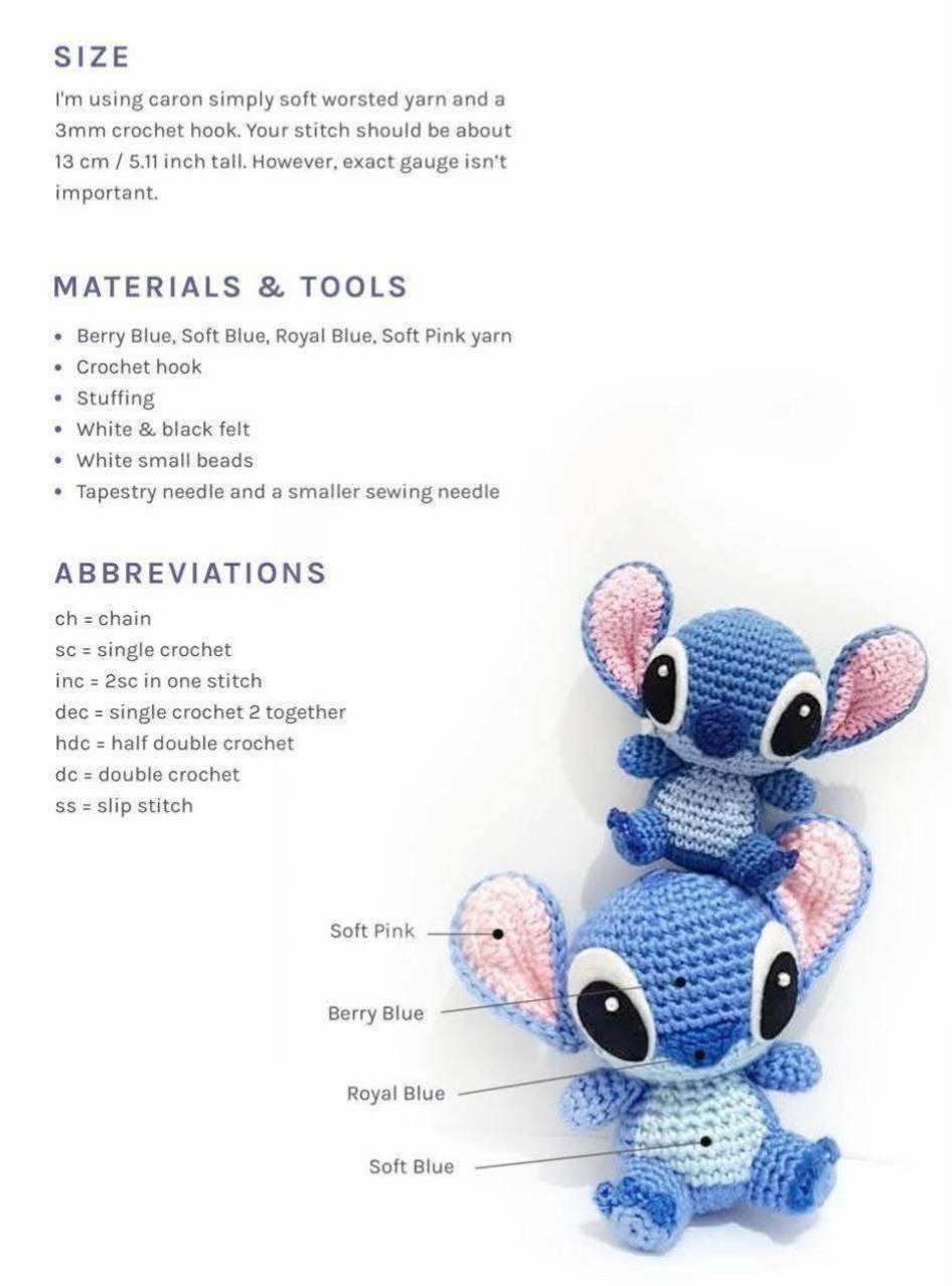 Crochet Pattern for Cute Stitch Amigurumi Toy