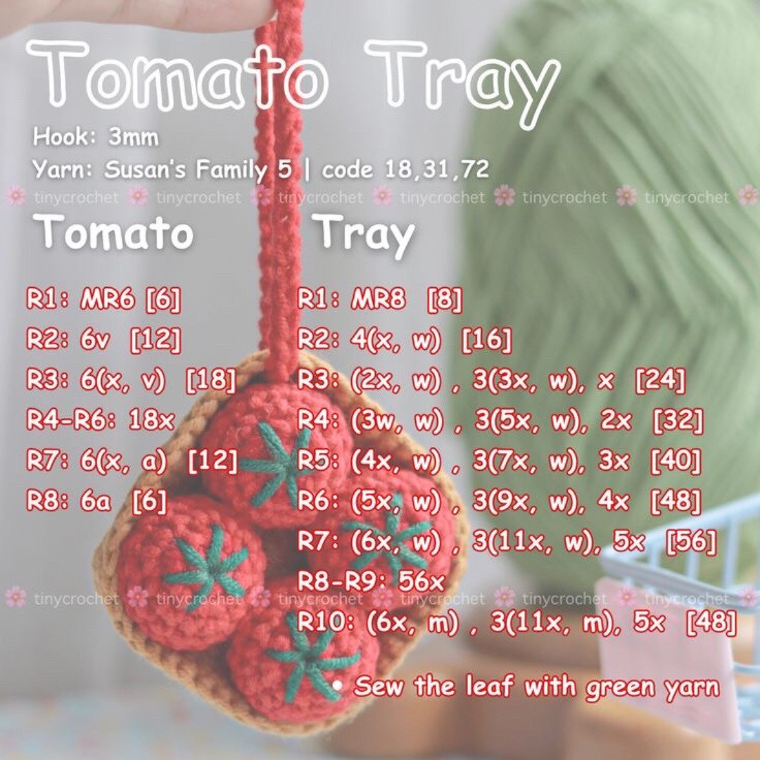 Crochet Pattern for Tomato Tray with Detailed Instructions