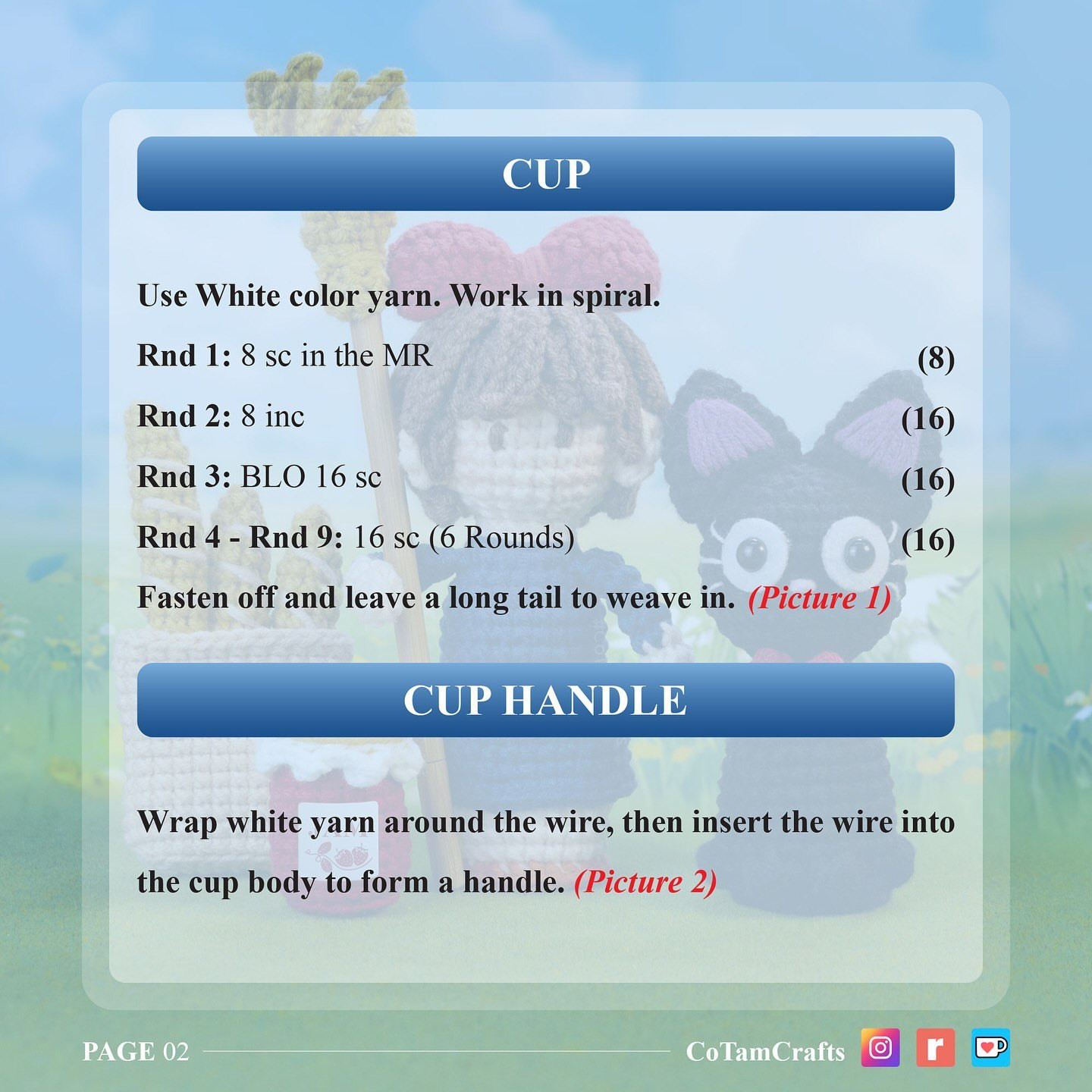 Cute Cat-Themed White Crochet Cup Pattern Free