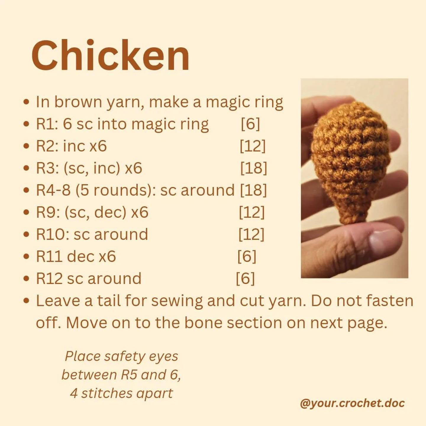 Cute Crochet Chicken Leg Amigurumi Pattern Free Download