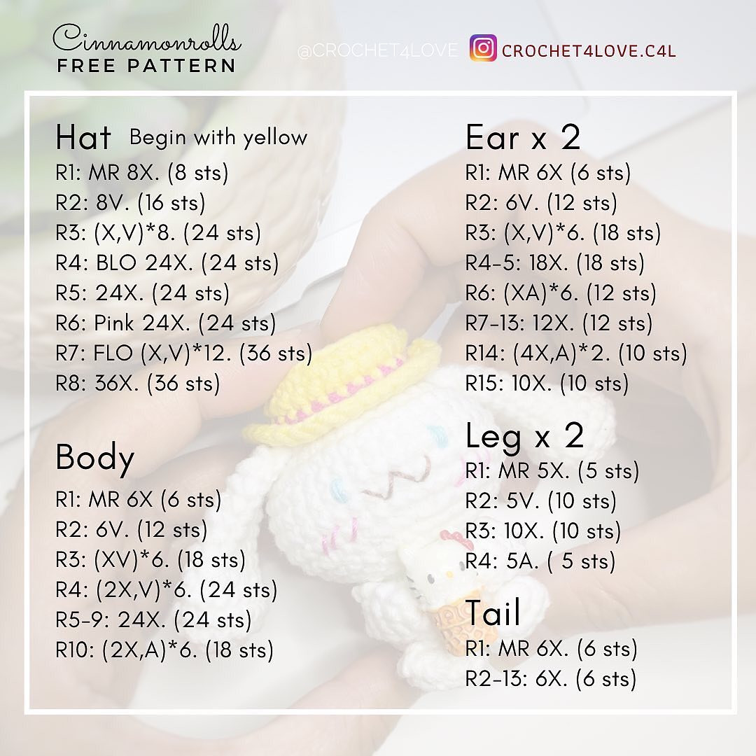 Cute Crochet Cinnamoroll with Ice Cream Free Pattern