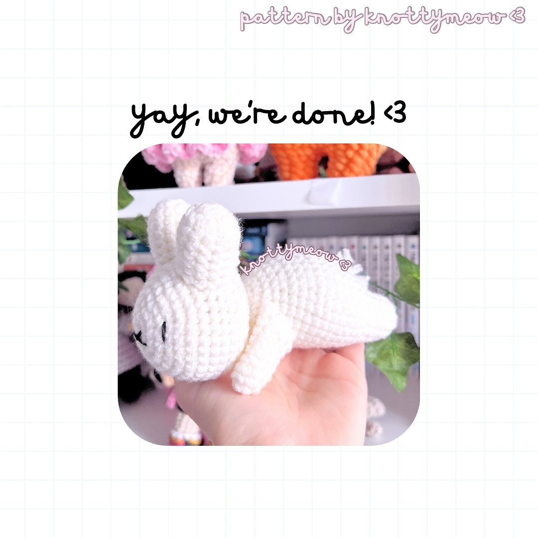 Free Crochet Pattern for Sleepy Bunny by Knottymeow