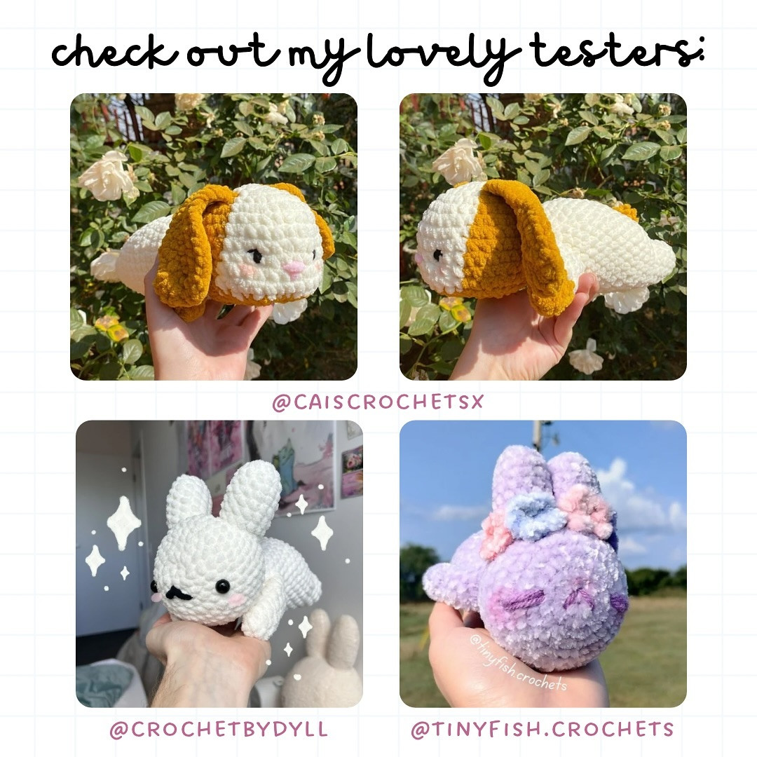 Free Crochet Pattern for Sleepy Bunny by Knottymeow