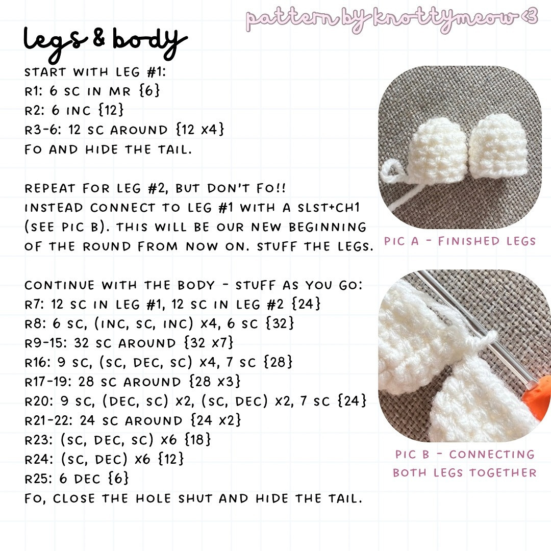 Free Crochet Pattern for Sleepy Bunny by Knottymeow