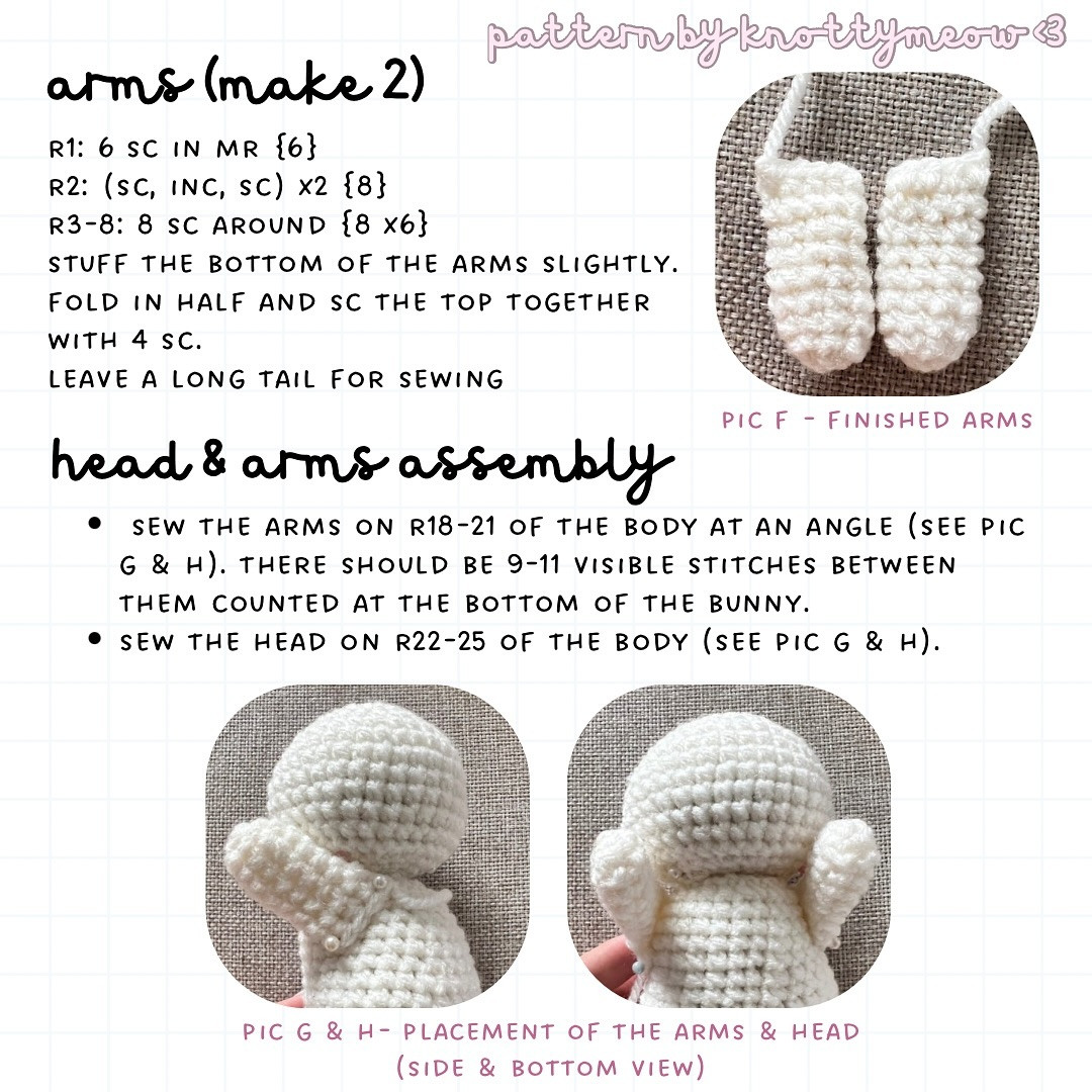 Free Crochet Pattern for Sleepy Bunny by Knottymeow