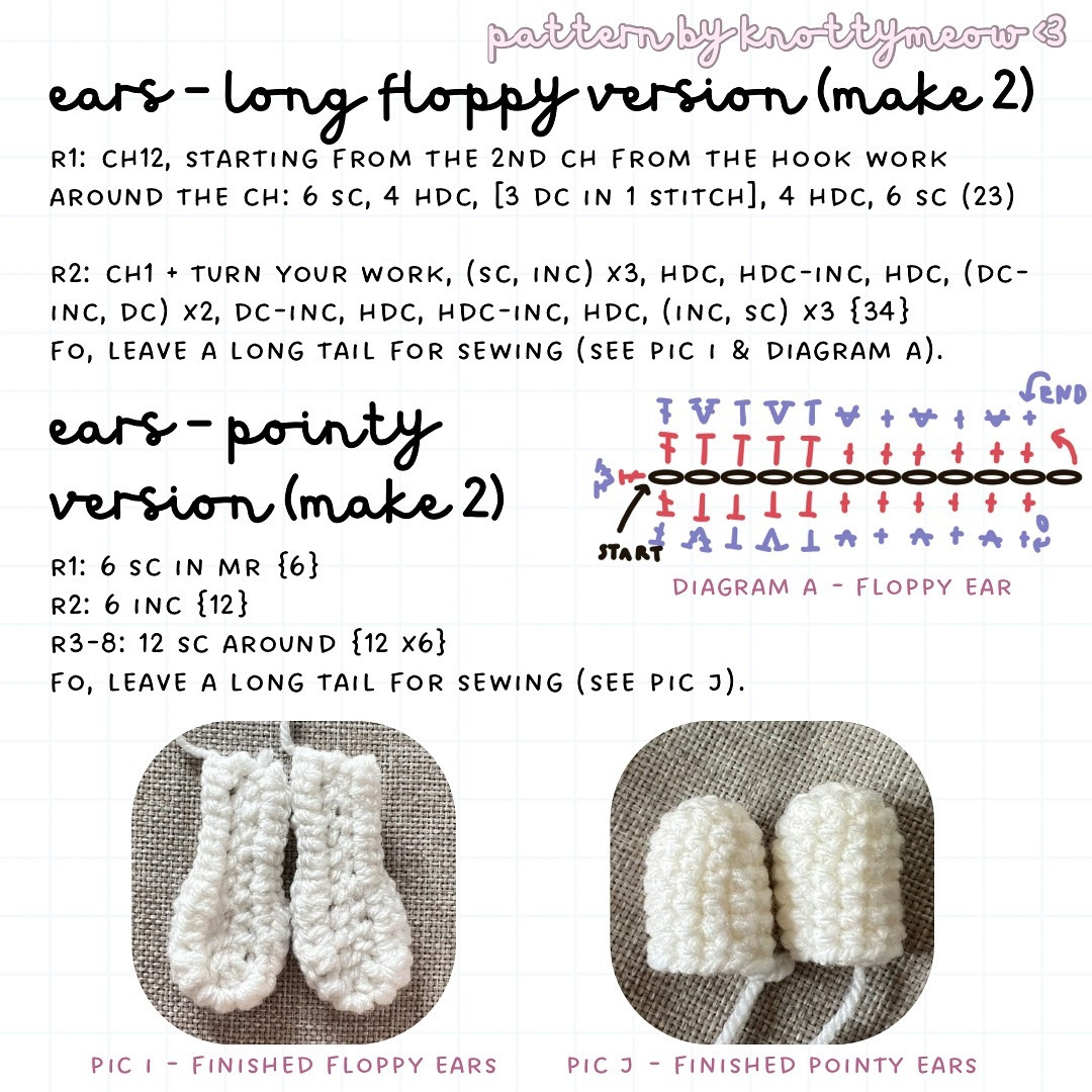Free Crochet Pattern for Sleepy Bunny by Knottymeow