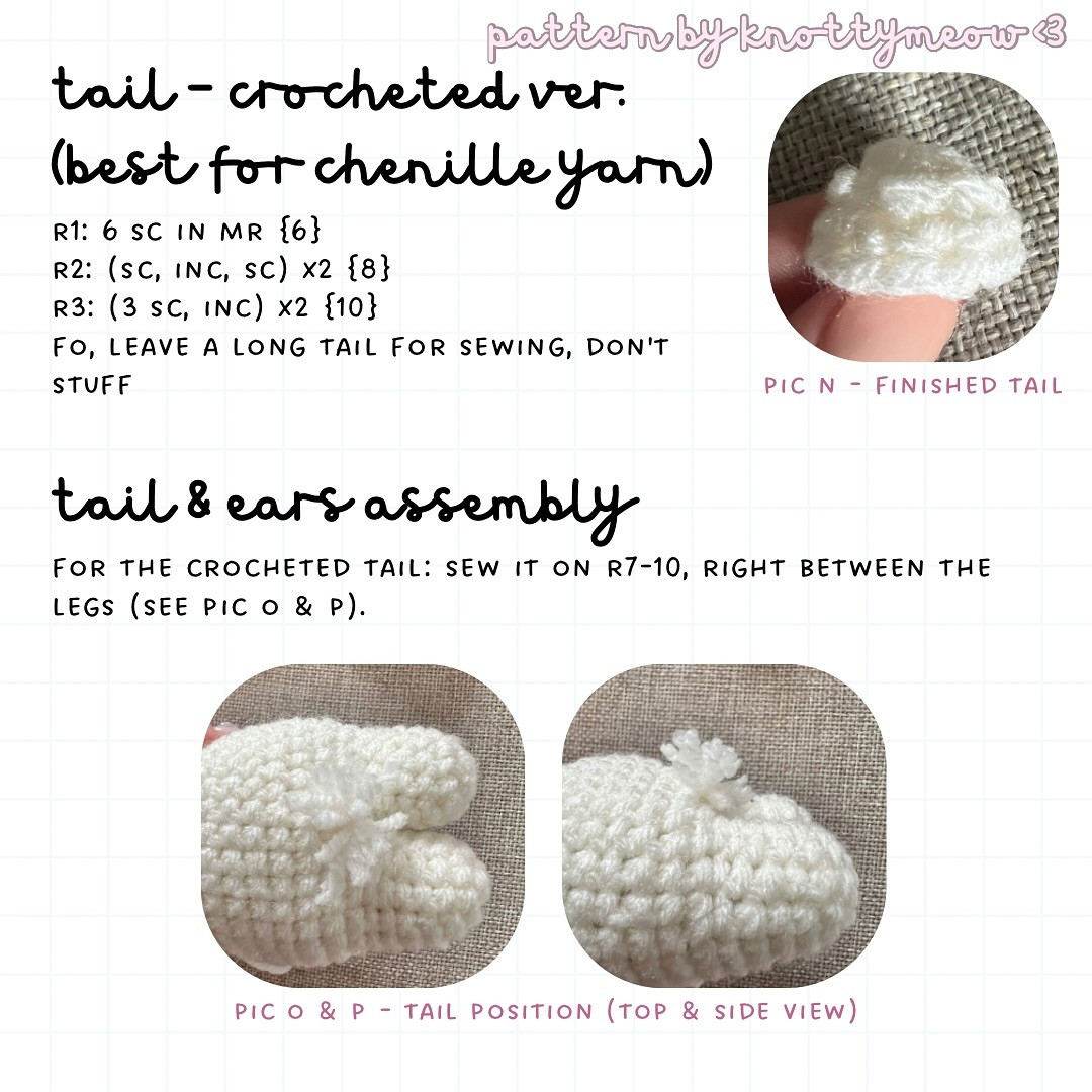 Free Crochet Pattern for Sleepy Bunny by Knottymeow