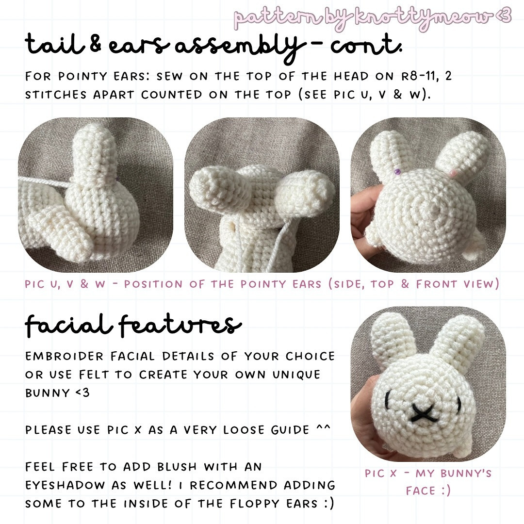 Free Crochet Pattern for Sleepy Bunny by Knottymeow