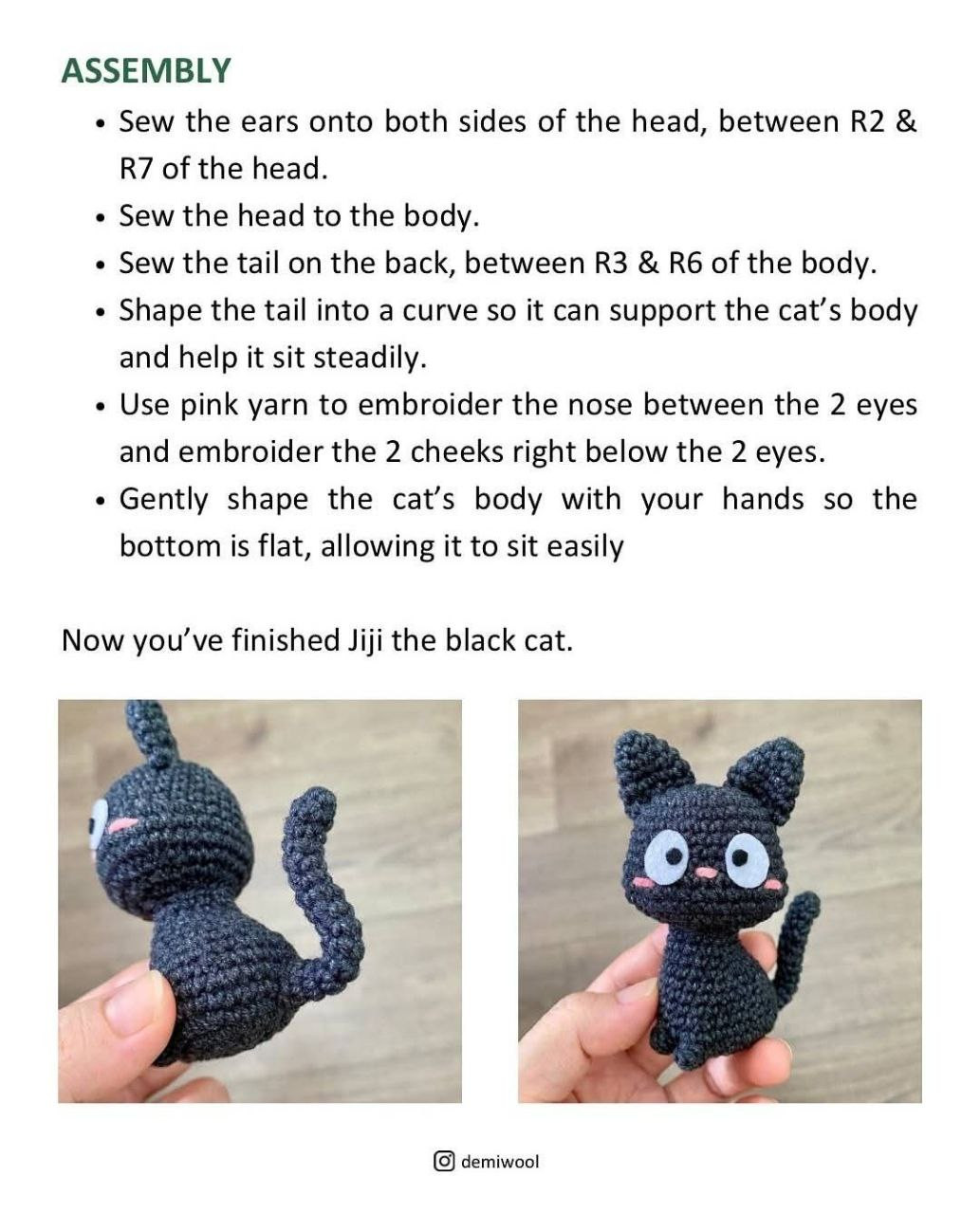 Free Crochet Pattern: Jiji the Black Cat Amigurumi