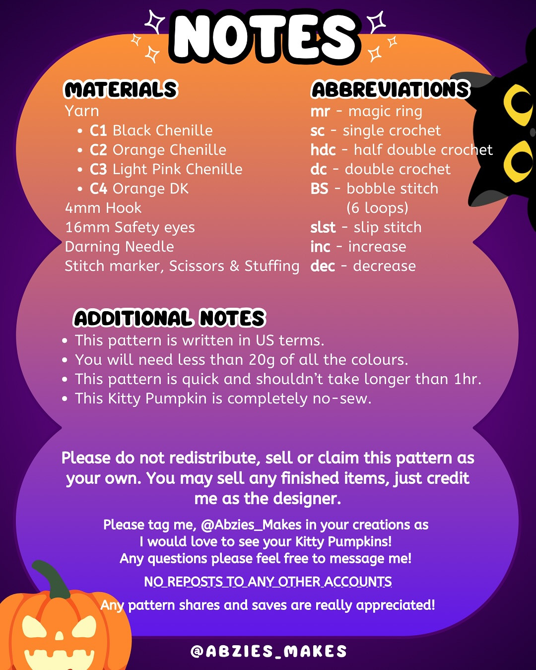 Free No-Sew Crochet Pattern: Kitty Pumpkin Plushies