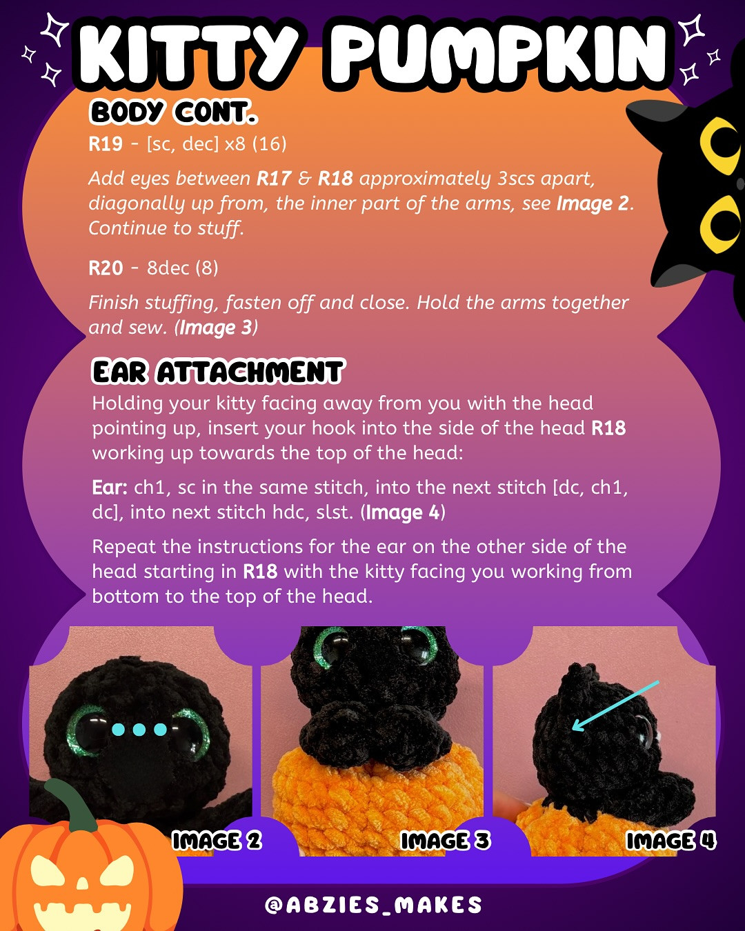 Free No-Sew Crochet Pattern: Kitty Pumpkin Plushies