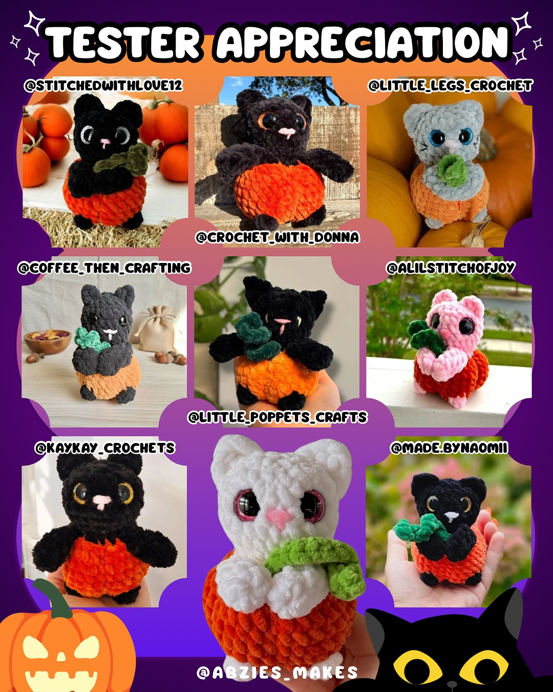 Free No-Sew Crochet Pattern: Kitty Pumpkin Plushies