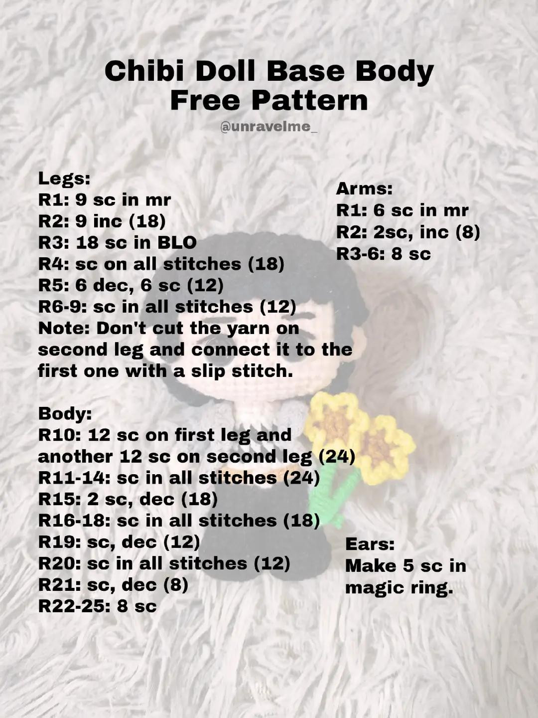 Free Pattern: Crochet Chibi Doll Base Design with Flowers