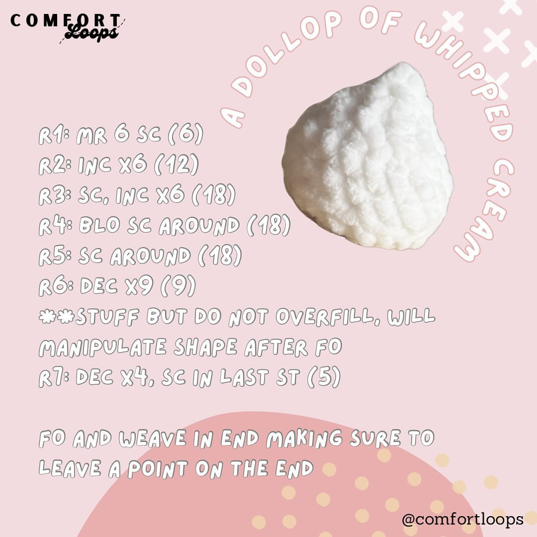 Free Pattern: Crochet Whipped Cream Dollop for Beginners