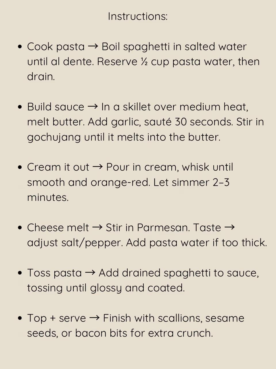 Gochujang Cream Pasta