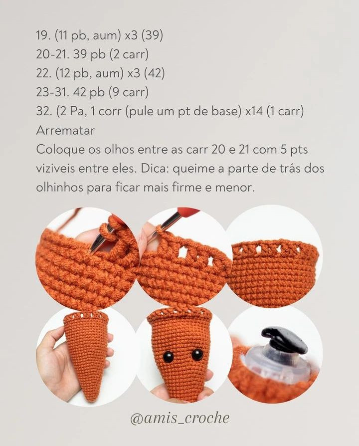 Gráficos de crochê de cenouras fofas para iniciantes