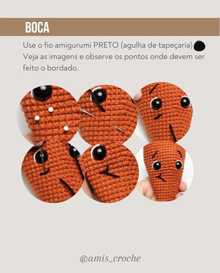 Gráficos de crochê de cenouras fofas para iniciantes
