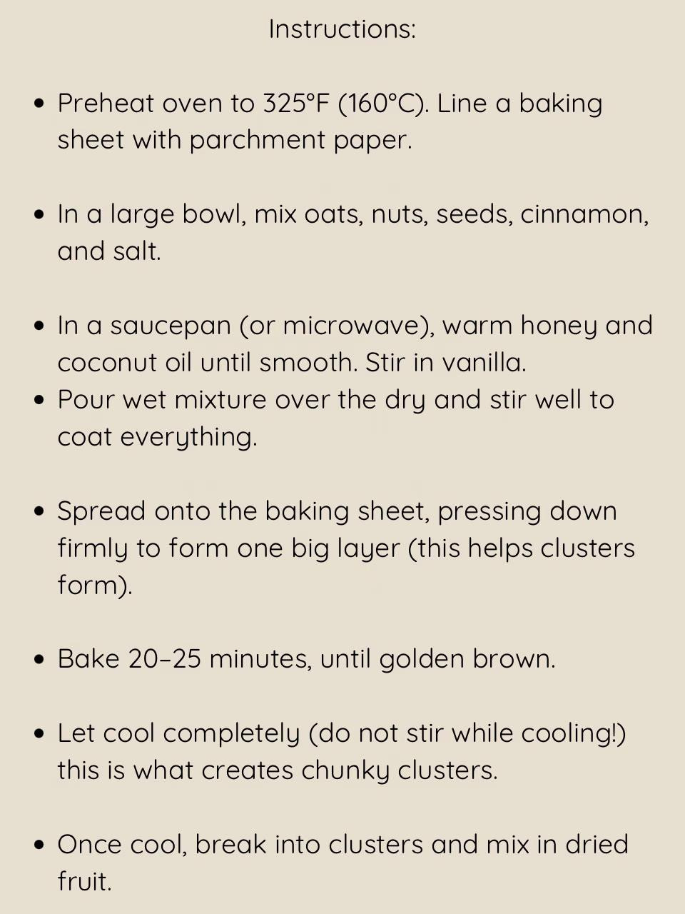 Granola Clusters
