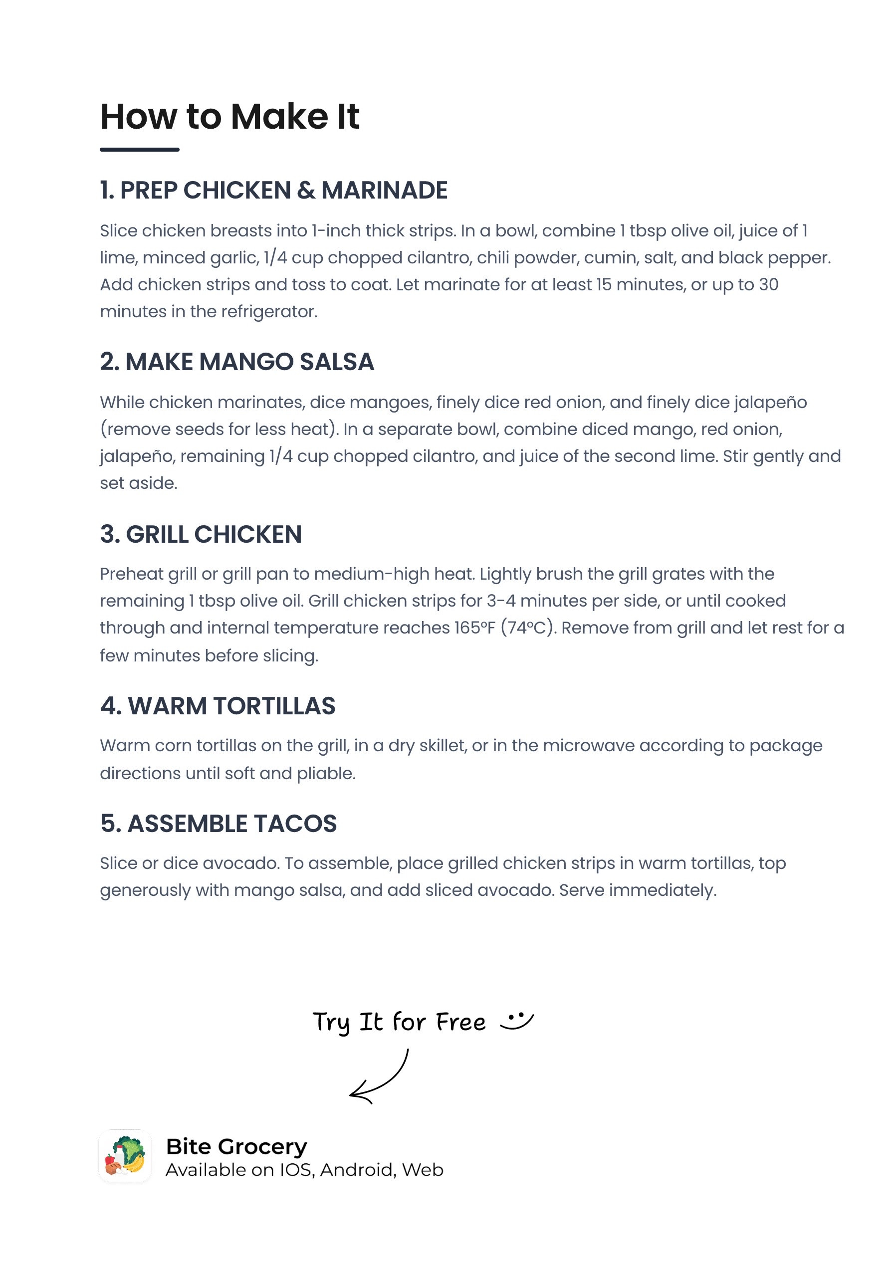 Grilled Cilantro Lime Mango Chicken Tacos Recipe 🍋‍🟩🔥