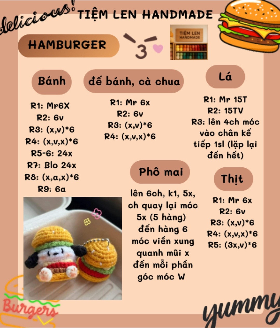 hamburger chó pochacco