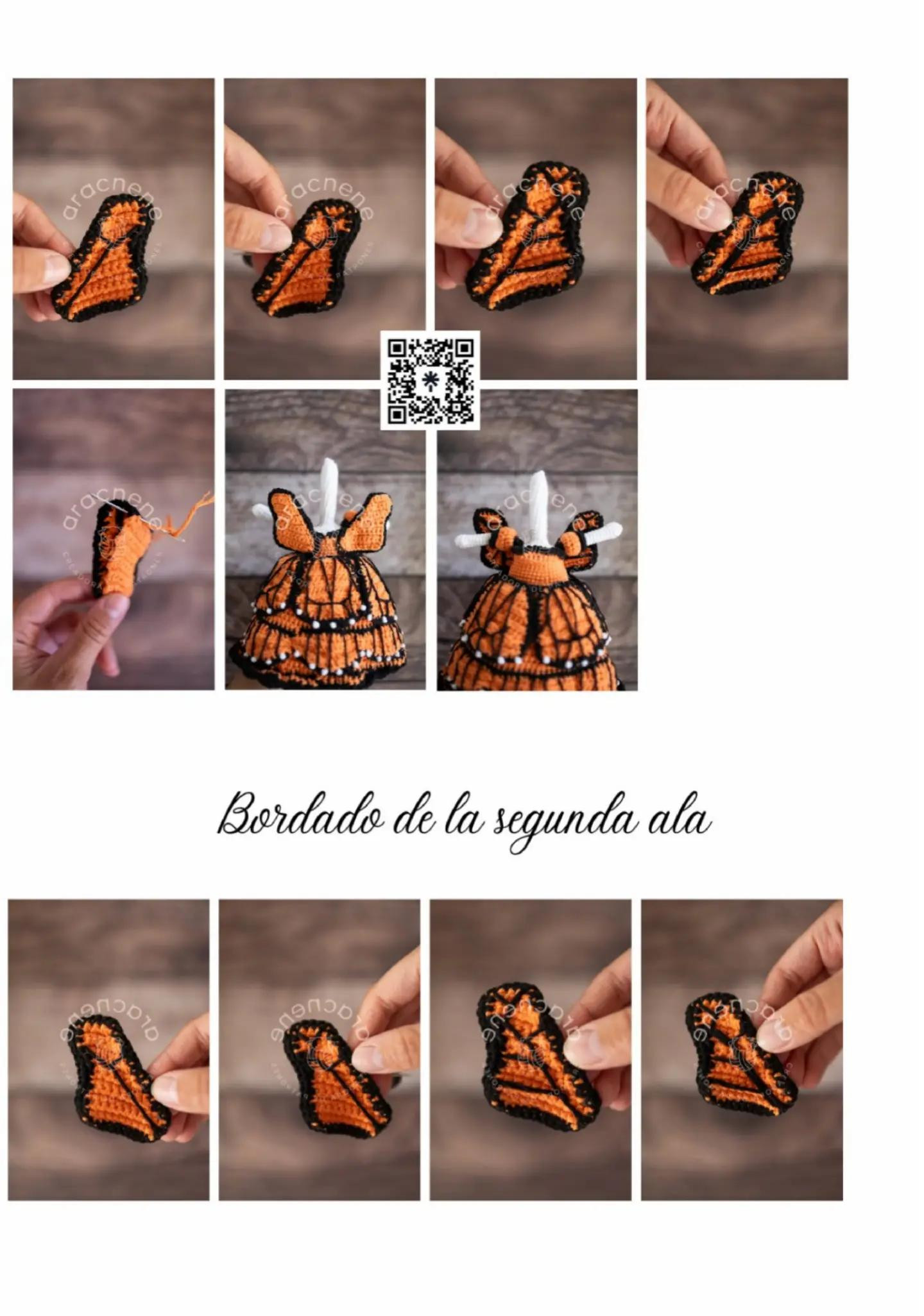 Hermosa Catrina Monarca de Crochet para Ofrendas Festivas