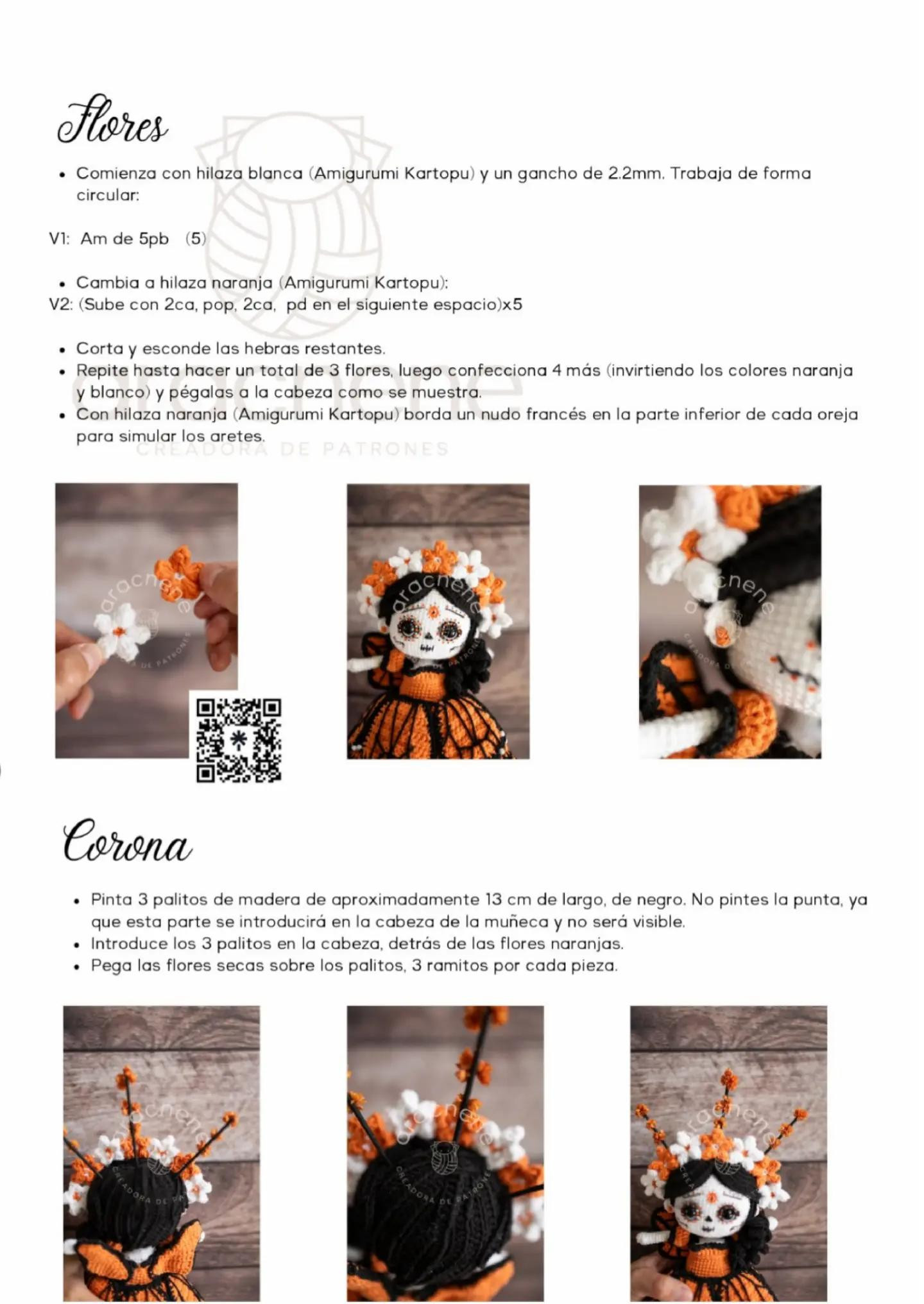 Hermosa Catrina Monarca de Crochet para Ofrendas Festivas