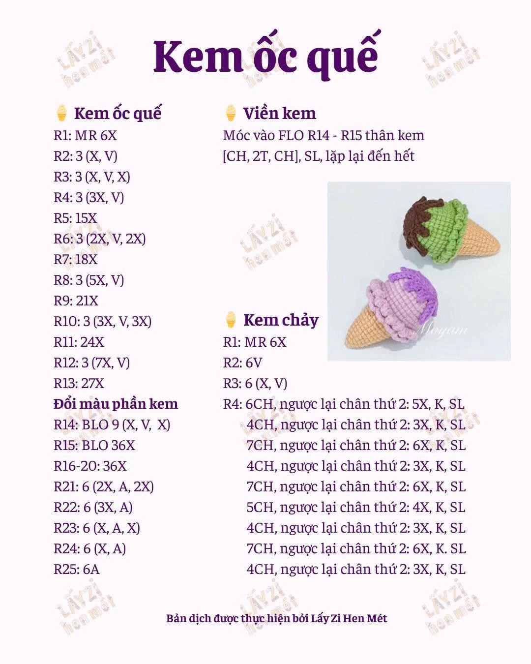Kem ốc quế chart móc