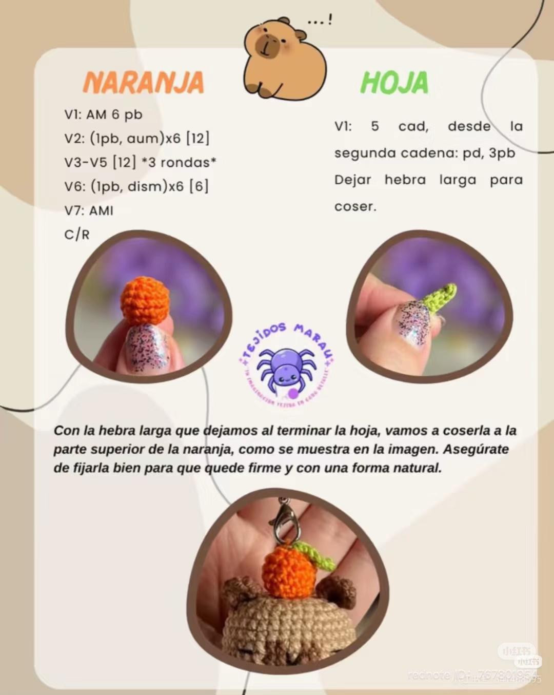 Llavero de Capibara Amigurumi, patrón de crochet gratis