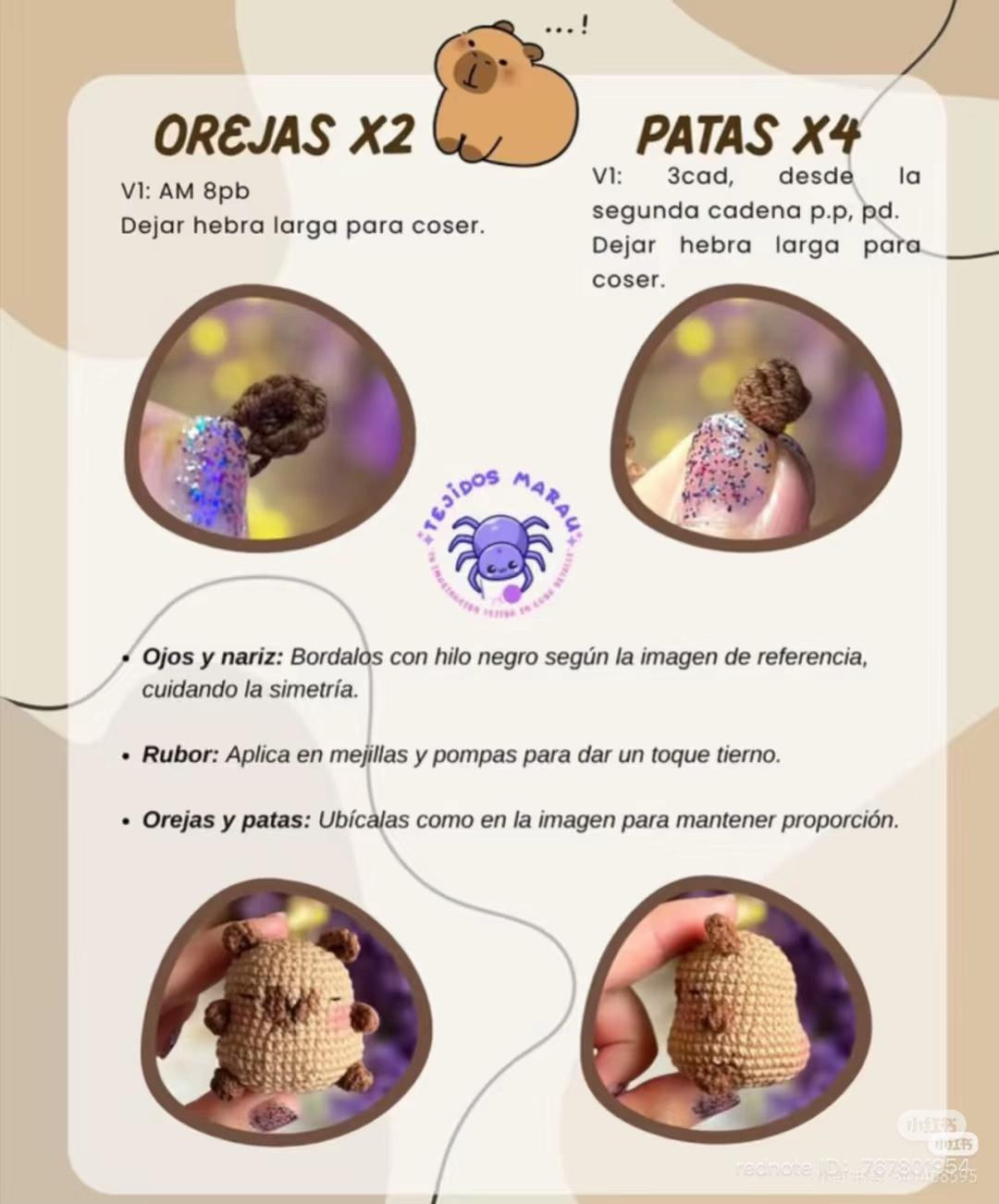 Llavero de Capibara Amigurumi, patrón de crochet gratis
