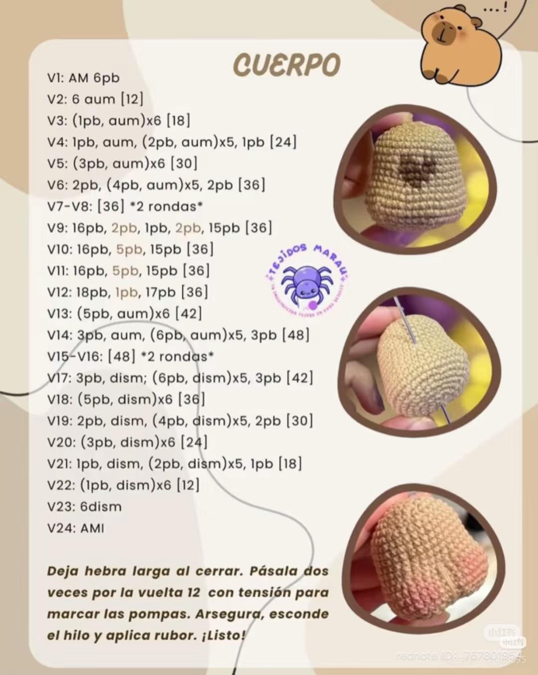Llavero de Capibara Amigurumi, patrón de crochet gratis