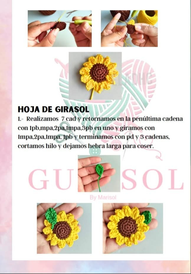 Llavero de corazón y girasol de crochet vibrante