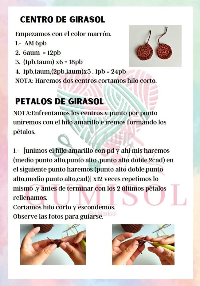 Llavero de corazón y girasol de crochet vibrante