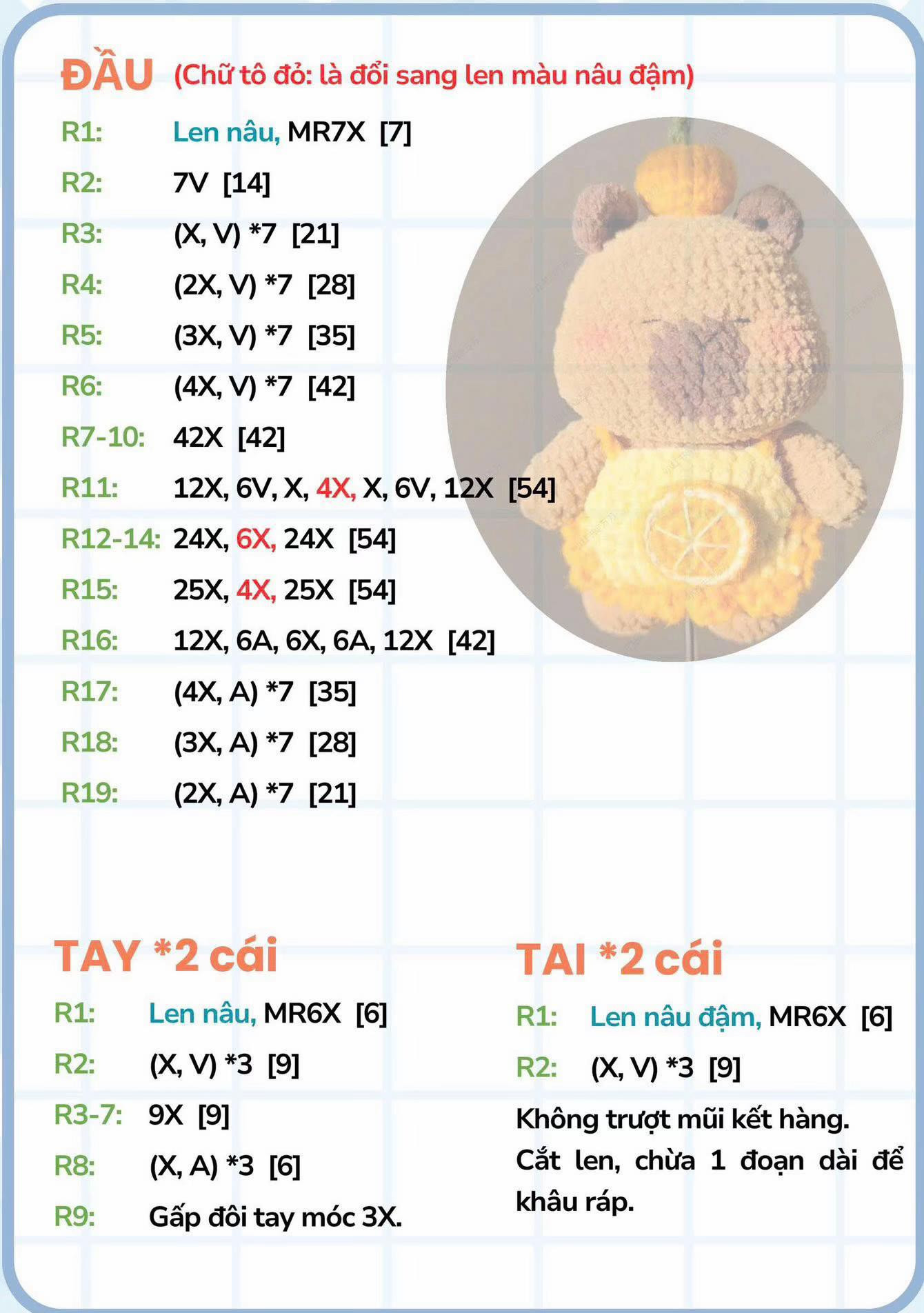 Mẫu Capybara mặc yếm mông đào mộng nước cute nàk ^^.#chartfree #crochet #trending #fyp