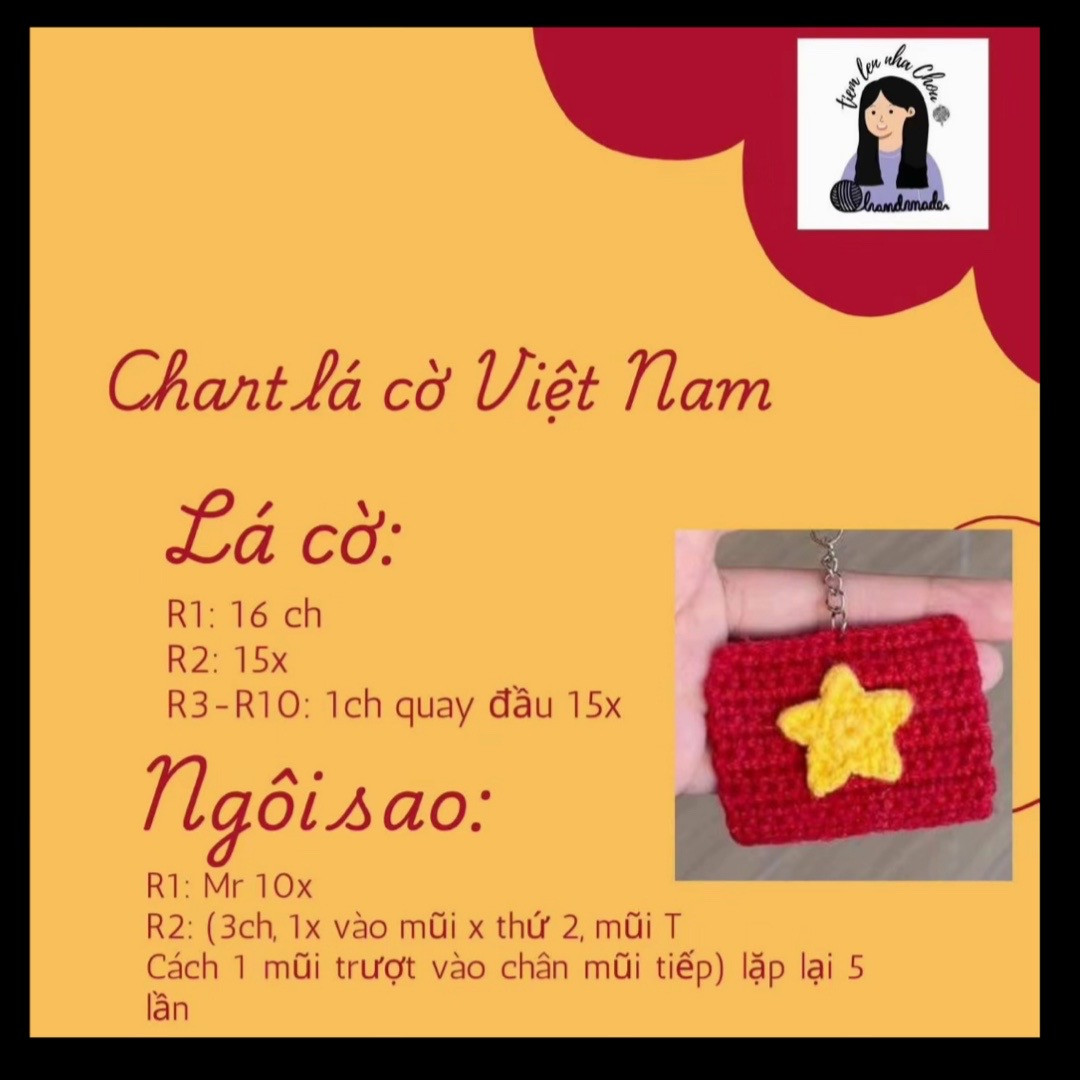 Mẫu móc len Việt Nam với họa tiết cờ và ngôi sao
