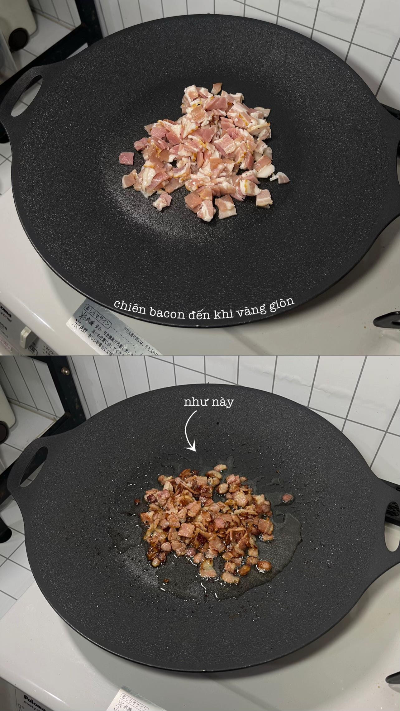 Mì dầu ớt thịt xông khói ˎˊ˗
 Chili oil bacon pasta 🍝