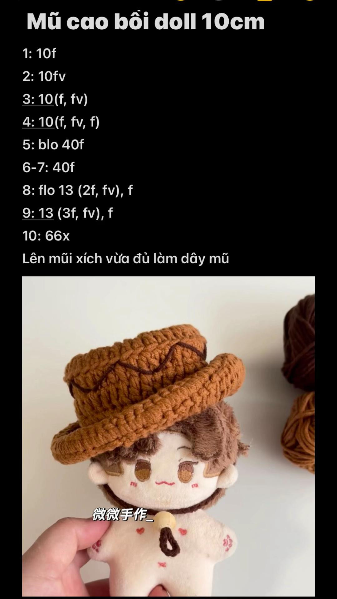 mũ cao bồi doll 10cm