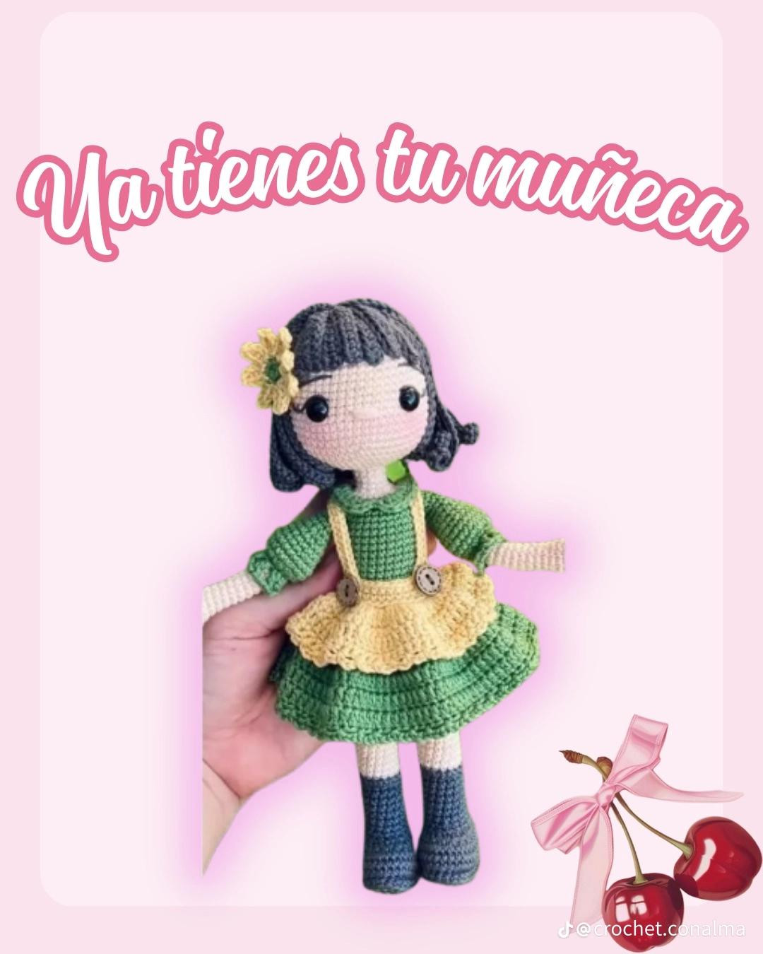 Muñeca de crochet gratis con vestido colorido