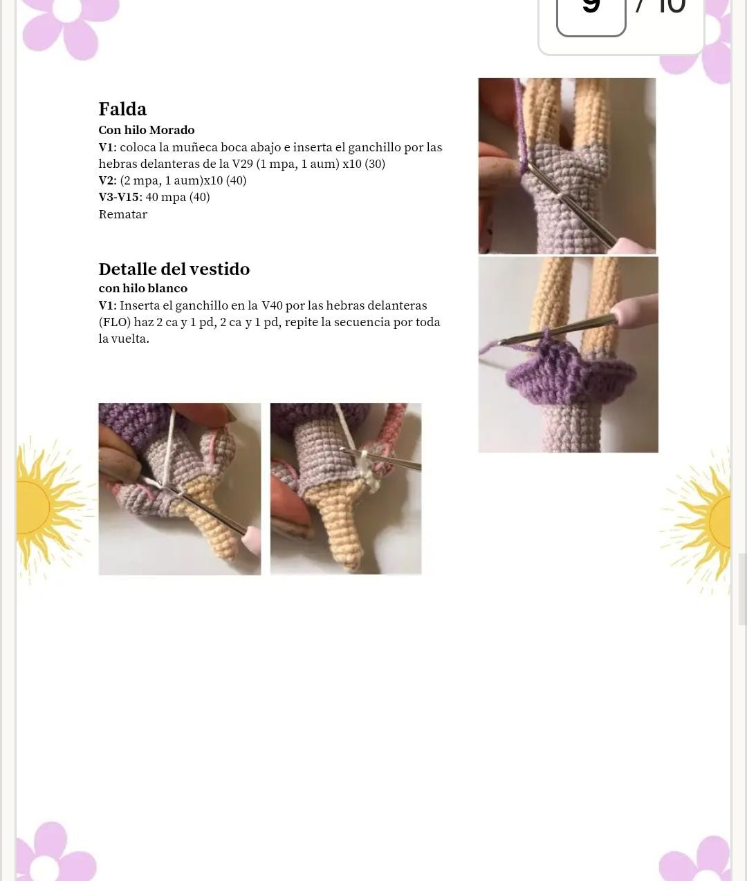 Muñeca Rapunzel Amigurumi con trenza y vestido púrpura