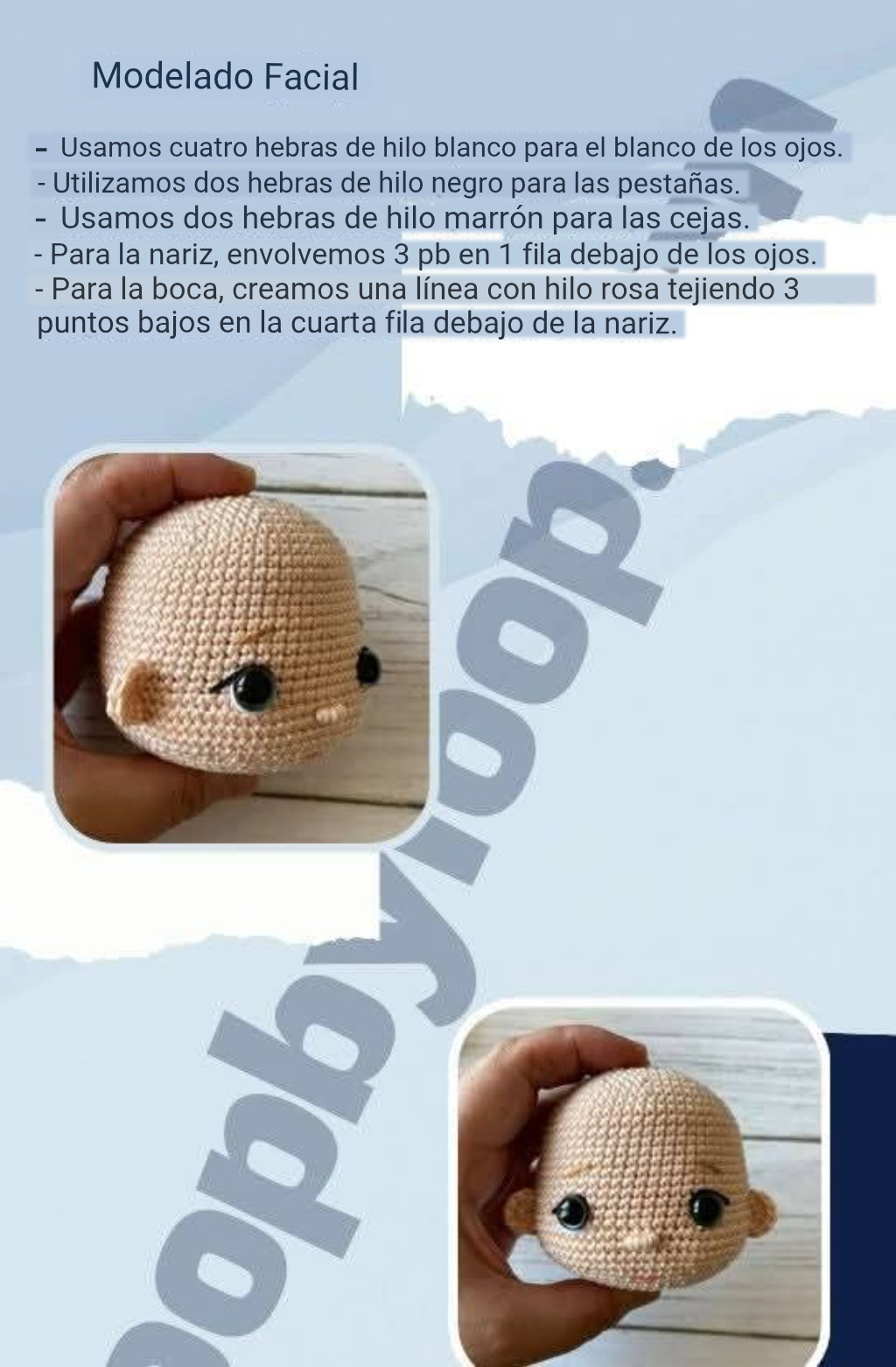 Muñeco de ganchillo con gorro azul y bolso con perrito